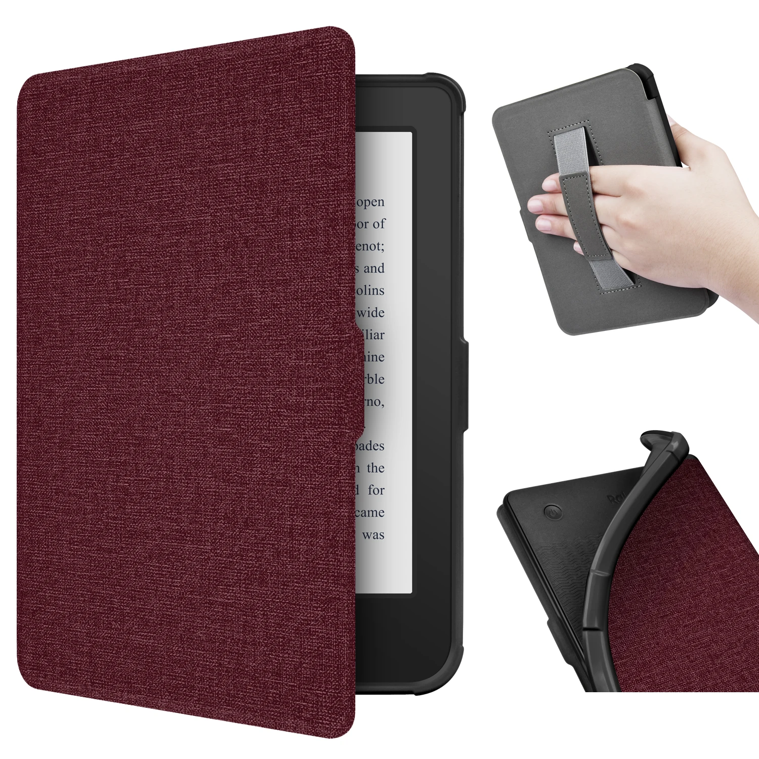 Fabric Soft Case with Hand Strap for Kobo Clara 2E Smart Cover for Kobo Clara 2E 2022 Magnetic Protective Shell