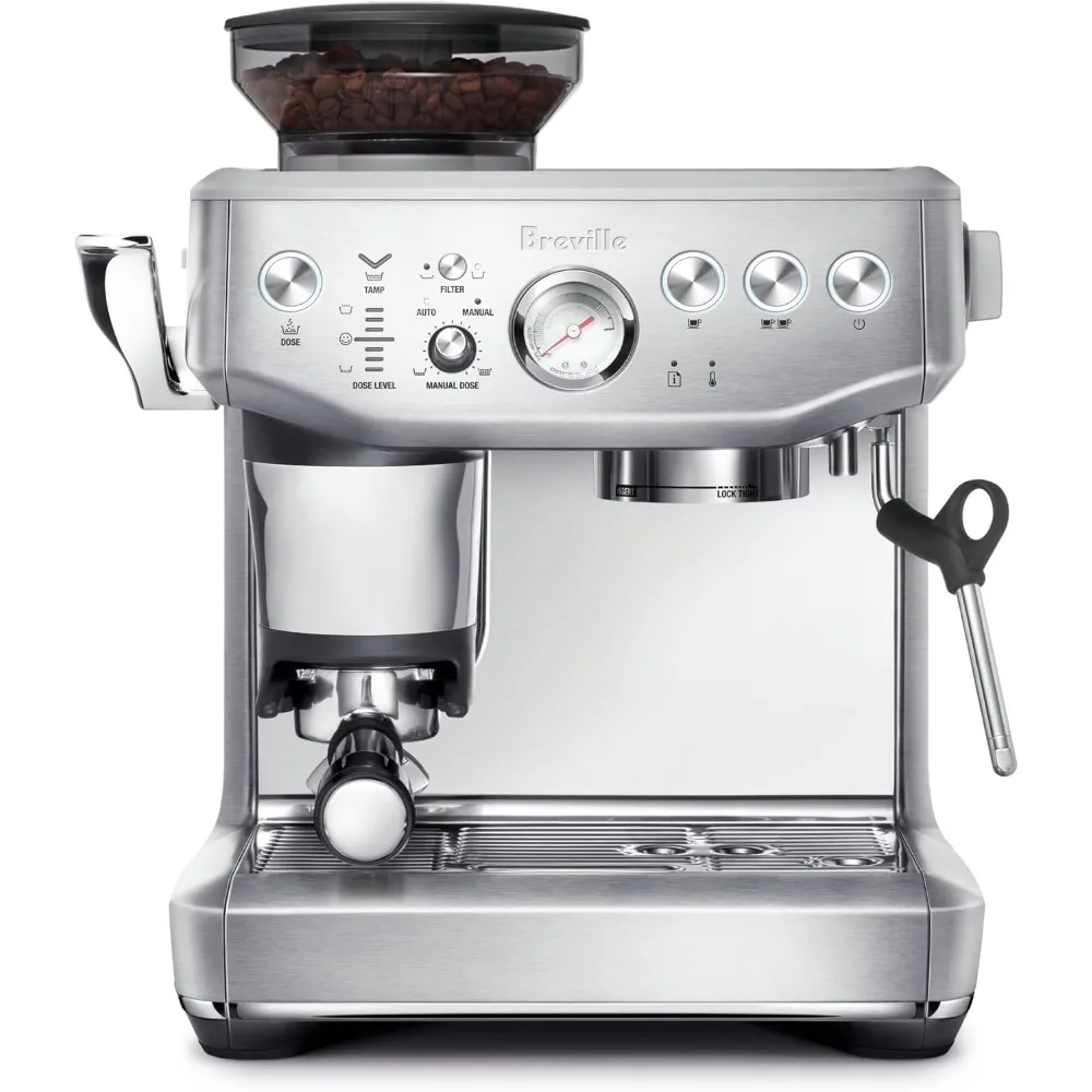 Espresso Machine with Grinder & Milk Frother, Espresso Maker with Assisted Tamping, Cappuccino & Latte Machine for Home