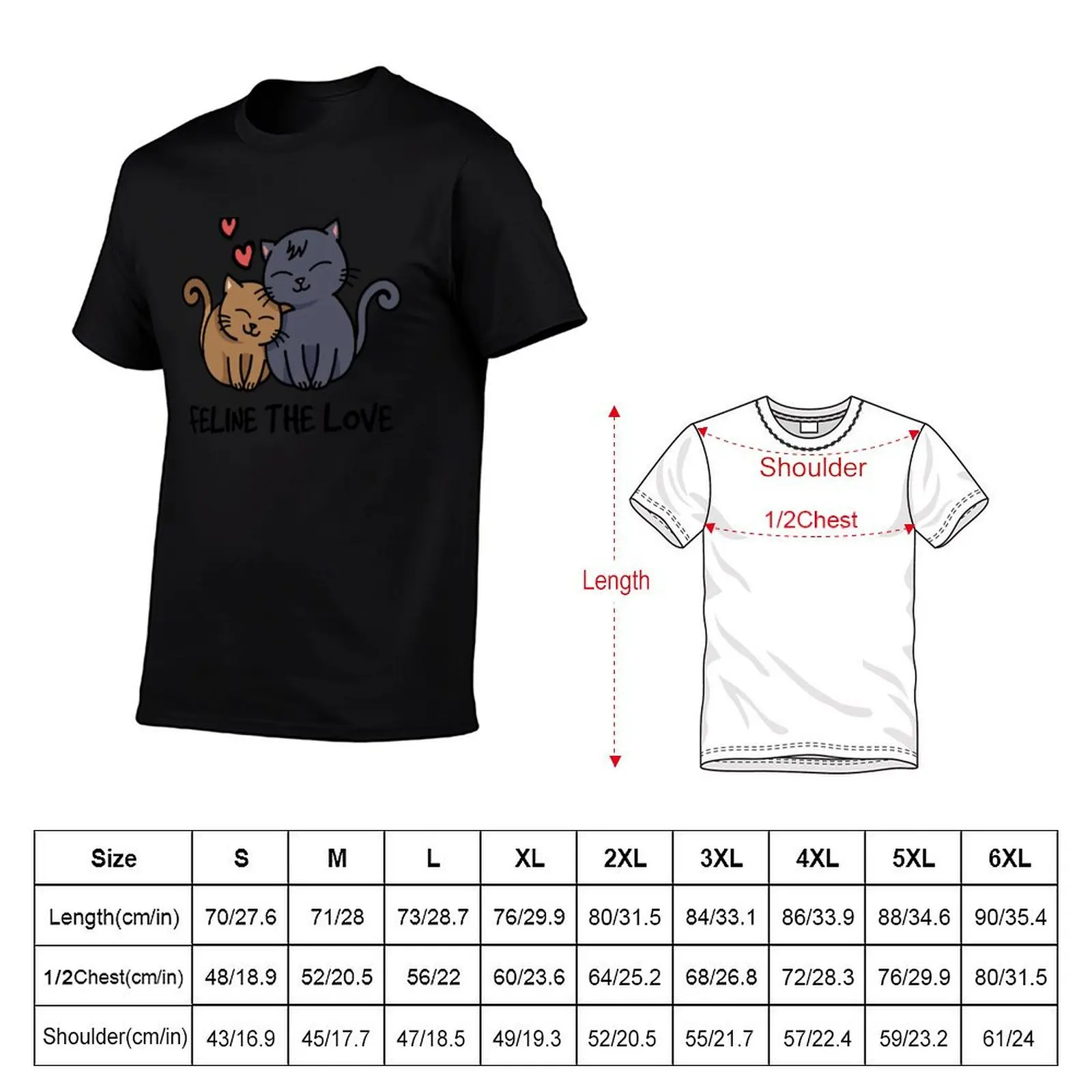 Feline The Love! Cute Kawaii Cats Valentines Day T-Shirt for Cat Lovers T-Shirt quick drying mens fashion