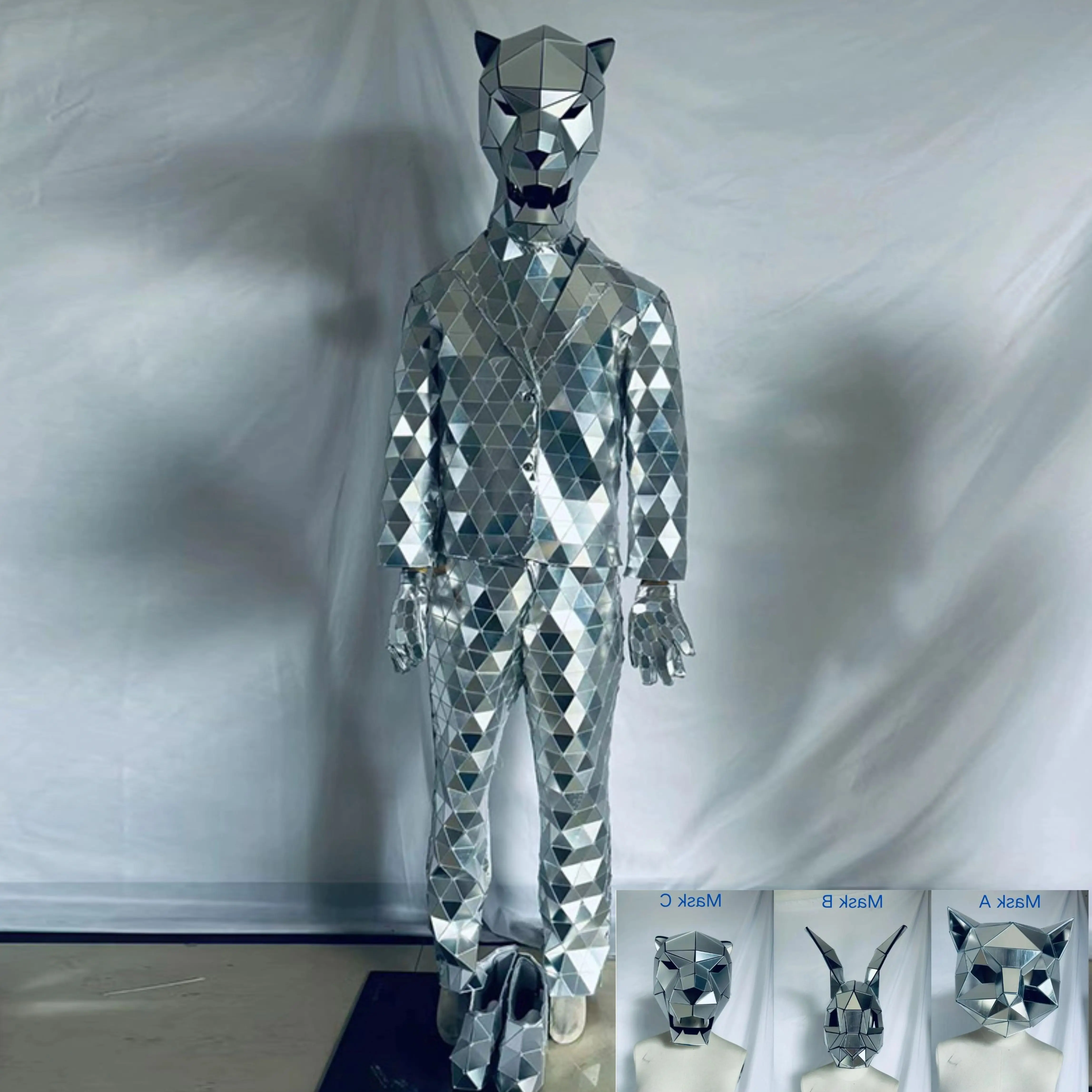 

New Mirror Costume Animal Mask Costume For Mens DJ party Performance Show Halloween partyParty Carnival Party