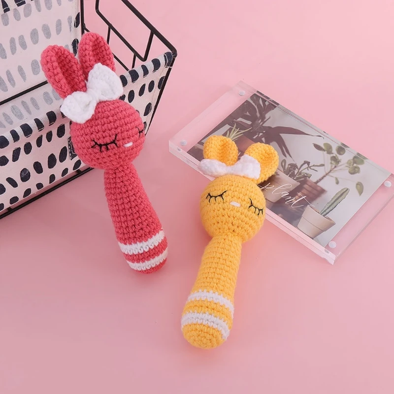 Cartoon Animal Handmade Toy for Babies Appease Rattle Handmade Crochet Toy