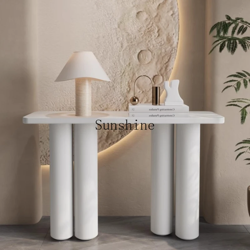 

Minimalist Cream Style Home Entry Entrance Cabinet Light Luxury High-end Art Corridor Wall Storage Desk