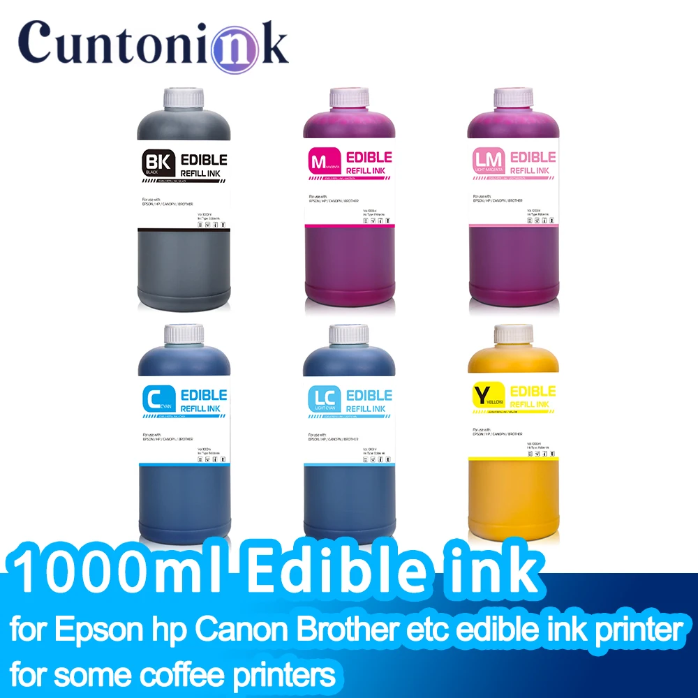 

1000ml edible printer refill ink bottles for Epson hp Canon Brother etc edible ink printer and for some coffee printers