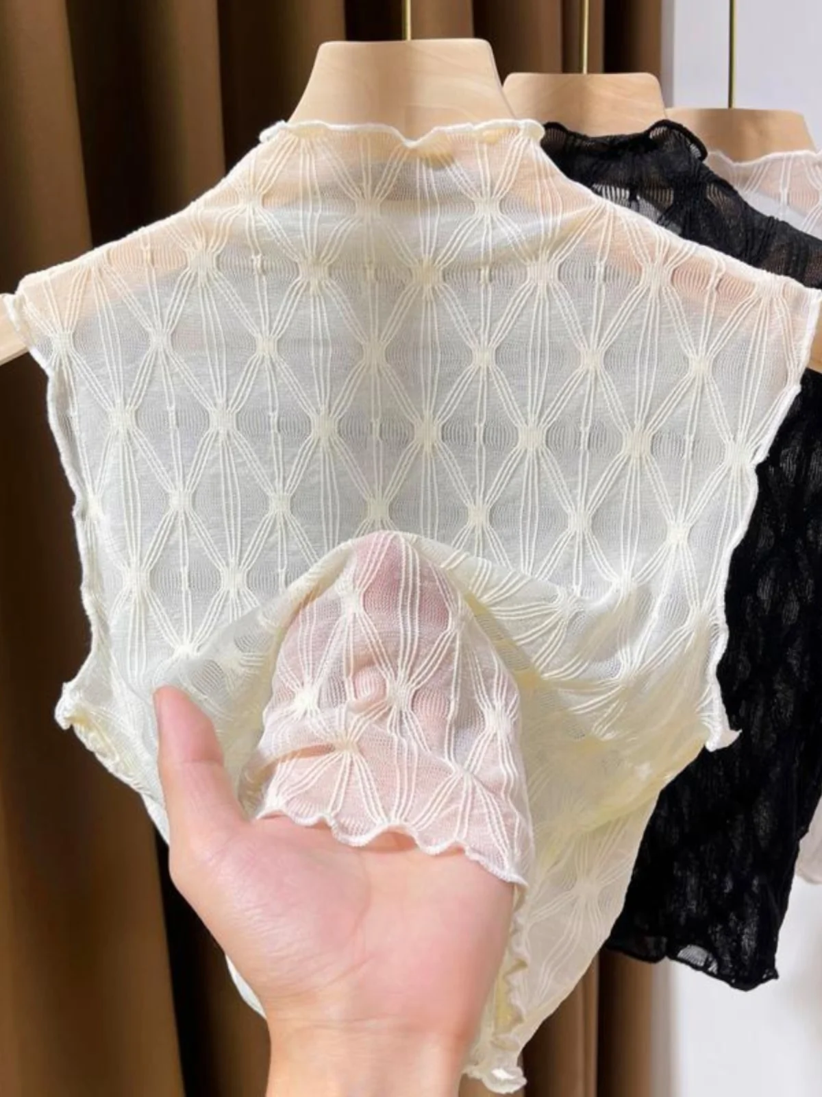 

Женский свитер с высоким воротником и искусственным воротником, украшенный кружевом, внутренний я, жилет с кружевной отделкой, базовый слой, осенний новый корейский слэ...