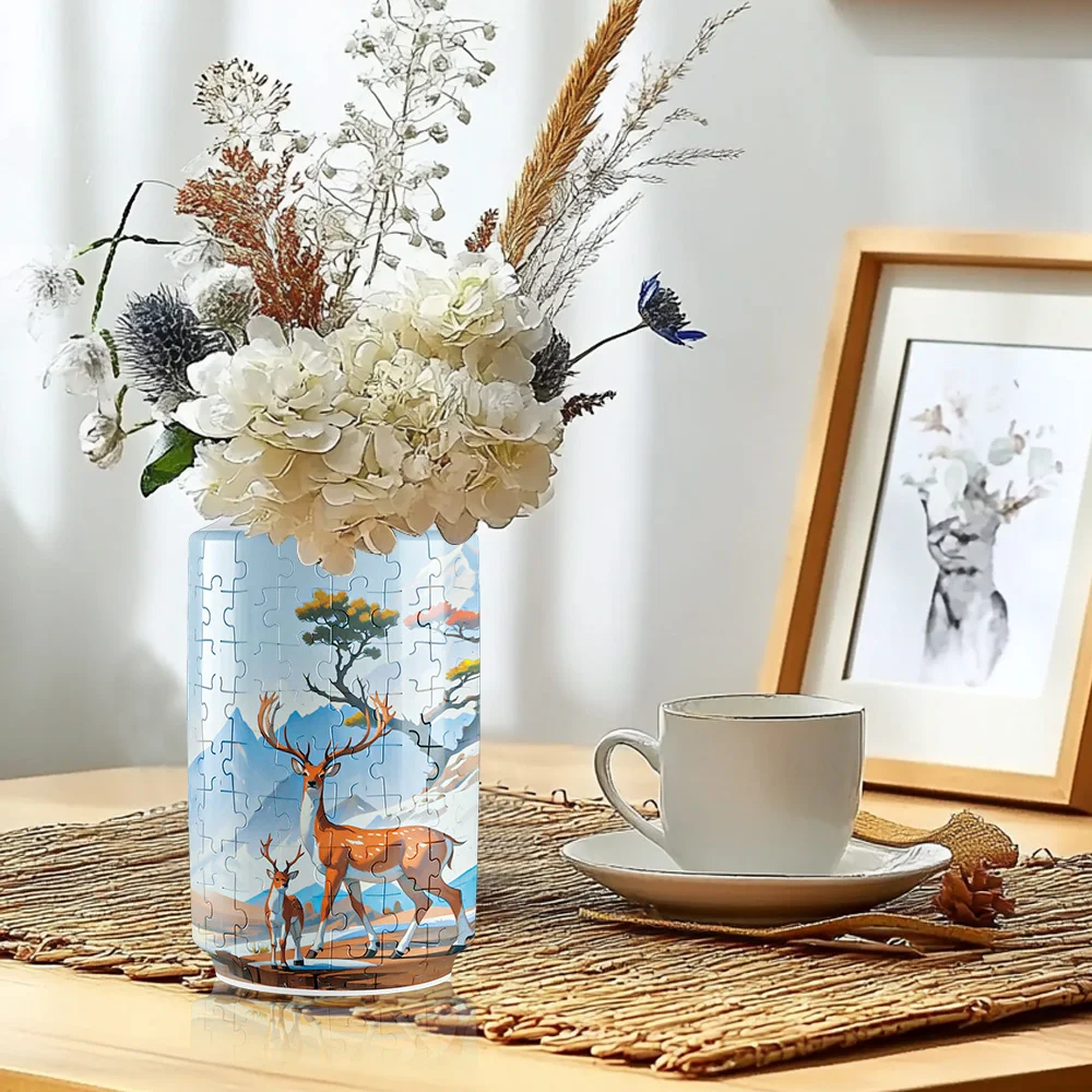 ثلاثية الأبعاد لغز زهرة زهرية لترتيب الزهور الإبداعية DIY بها بنفسك زهرة زهرية ثلاثية الأبعاد لغز زهرية زجاجات مقاومة للماء ديكور المنزل