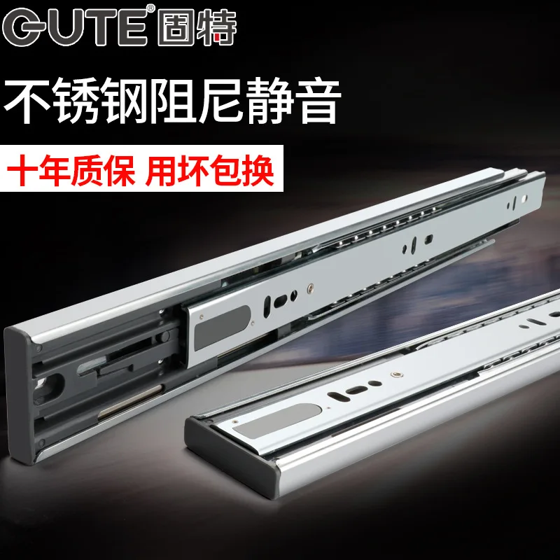 Three Section Soft Close Drawer Slides In Stainless Steel Or Cold Rolled Side Mount Damping Rail Cm Cabinets Wardrobes Desks