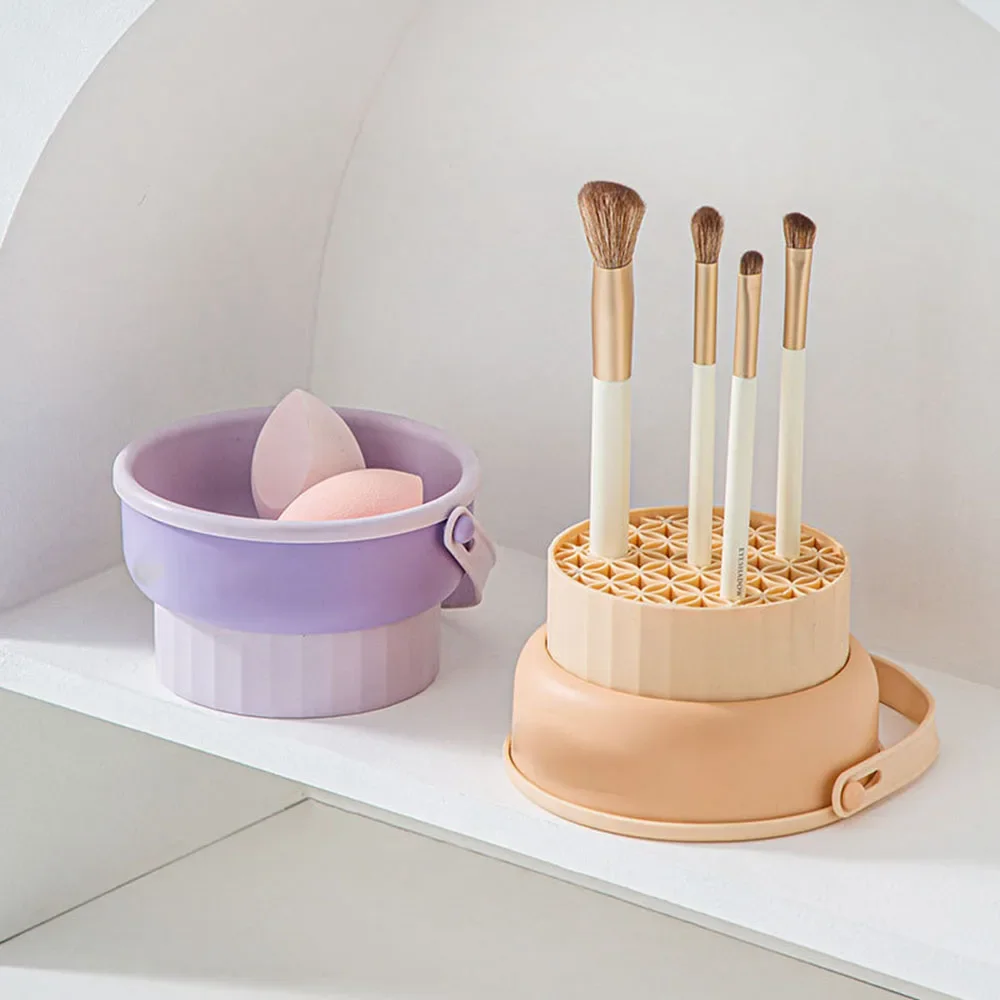 Boîte de nettoyage de pinceaux de maquillage, ensemble d'outils de séchage d'œufs, bouffantes de poudre, éponge de lavage, artefact de rangement, bol de lavage en Silicone 1 pièces