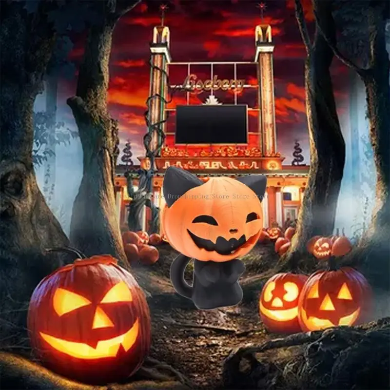 تمثال الهالوين التفاعلي للقطط الصغيرة، مادة آمنة، لعبة مكتبية مصغرة لتخفيف التوتر والديكور المنزلي