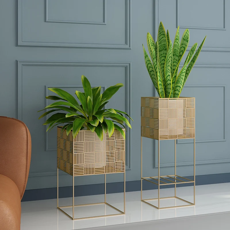 

Nordic Iron Flower Stand Square Grid Planters Plant Shelf for Living Room Balcony Modern Display Rack for Potted Plants Decor