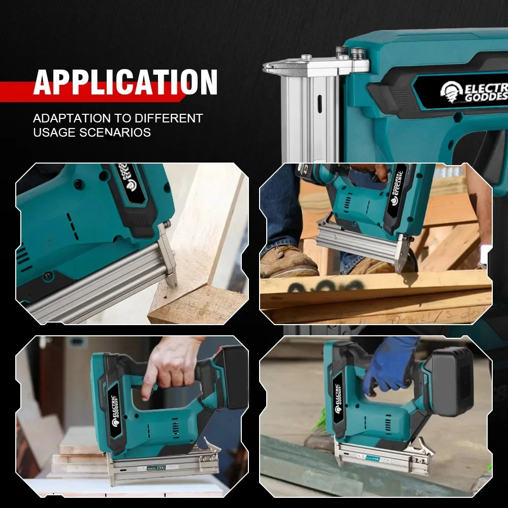 For  Electric Goddess Industrial Grade Cordless Nail Gun Straight/N-shape Universal Nailing Machine for Woodworking