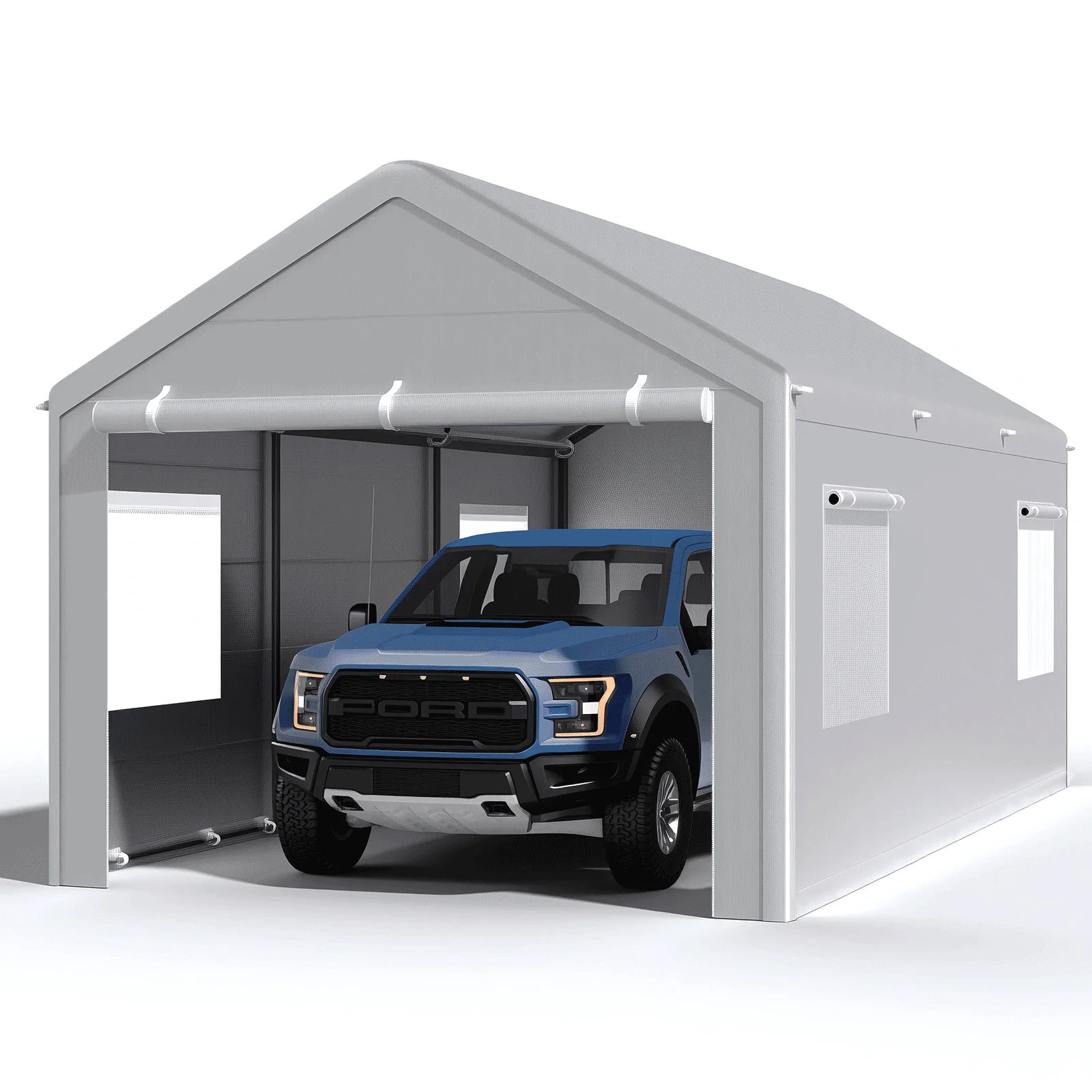 

Carport 10x20 Ft, Heavy Duty Car Canopy with Reinforced Ground Bar, Portable Garage with Roll-up Windows and Removable Sidewalls