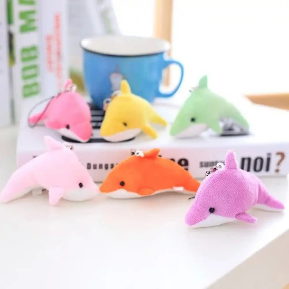 Cute Cartoon Doll Pendant PP Cotton Plush Dolphin Charm Hanging Stuffed Dolphin Doll Keychain Purse Accessories  Decoration