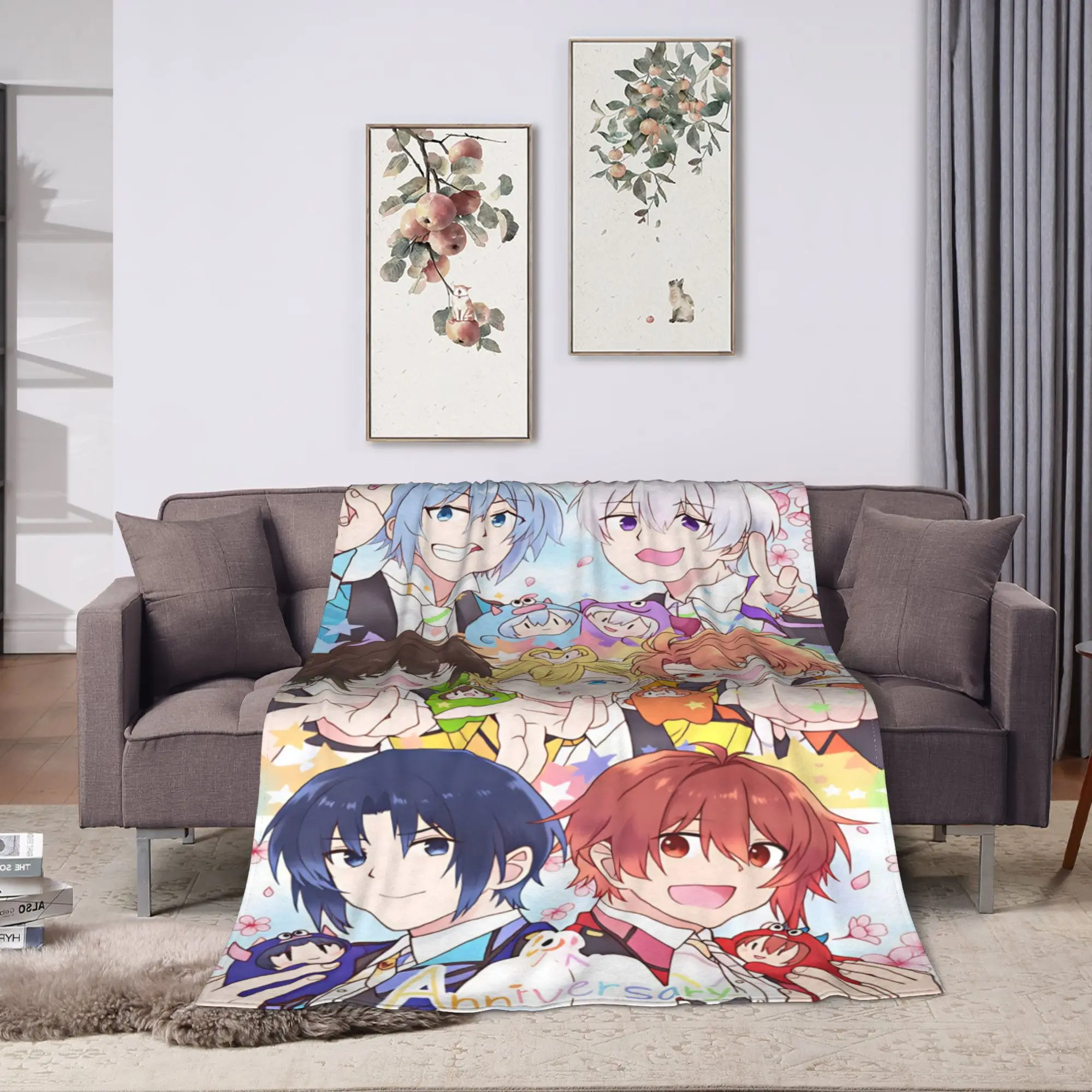 IDOLiSH7 Warm Soft Blankets  Travel Office Plush Bedding Throws Graphic Home Decor Flannel Bedspread Sofa Bed Cover