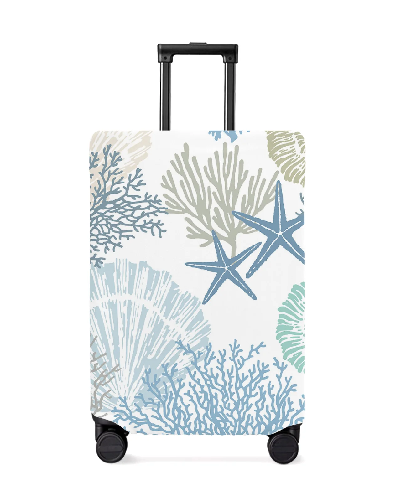 

Blue Marine Coral Shells Starfish Luggage Cover Stretch Baggage Protector Dust Cover for 18-32 Inch Travel Suitcase Case