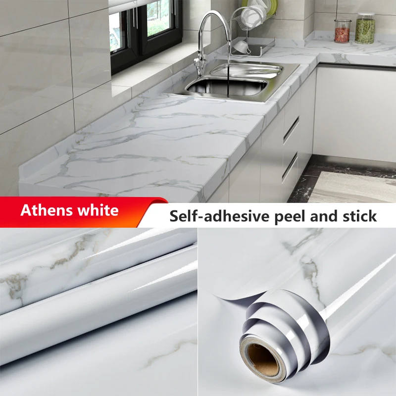 Marble Wallpaper Adhesive Sticker for Furniture Decorative Vinyls for Walls Waterproof Kitchen Bathroom Livingroom Wall Sticker