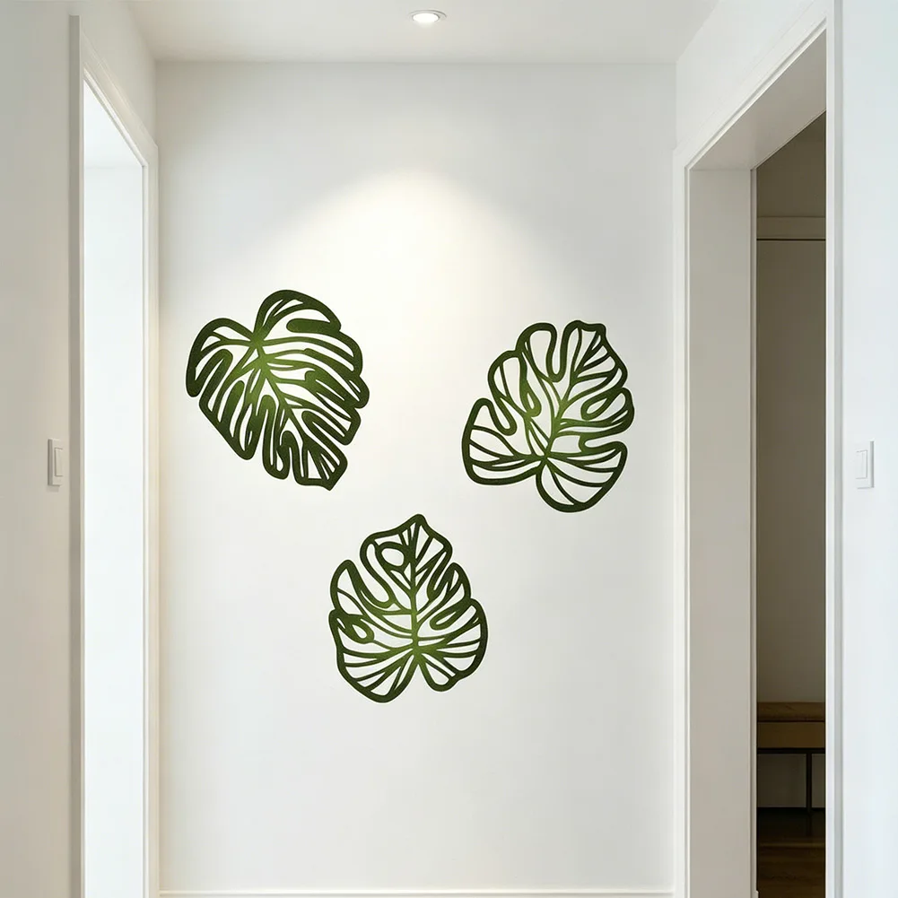 Nature Themed Wall Art Boho Decor Hanging Metal Leaves Tropical Palm Leaf Handcrafted Look Intricate Detailing
