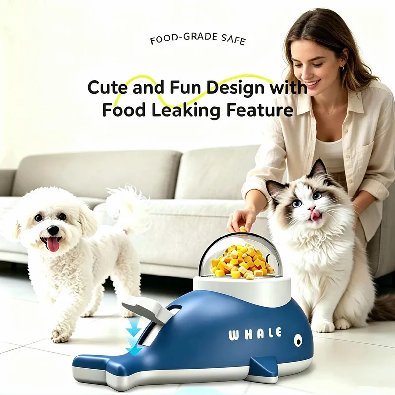 Juguetes de Entretenimiento para Perros, Gatos y Mascotas, Dispositivo de Alimentación Interactivo con Forma de Ballena, Rompecabezas, Máquina de Alimentación para Perros, Juguete Antideslizante para