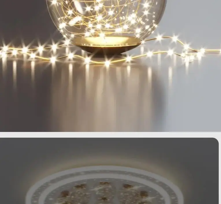 

Creative Nordic Crystal Ceiling Lamp Luxury Living Room Light Golden Glass Ball Bedroom Lamp Modern Simple Household Lights