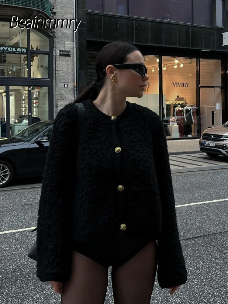 

Women Cropped Fleece Jacket Autumn Casual Solid Zipper Round Neck Short Coat 2025 Long Sleeve Women Street Daily Lady Outerwear