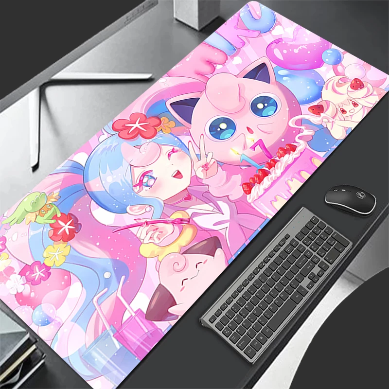 J-Jigglypuff Mouse pad non-slip rubber large table pad computer accessories keyboard pad Anime Game PC carpet P-Pokemon Mousepad