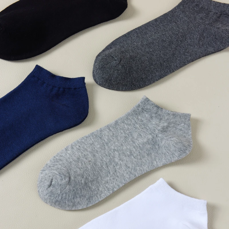 5Pairs Pack Cotton Men Socks Summer Thin Breathable Socks High Quality Low Tube Boat Socks Black Short For Students Size 38-43