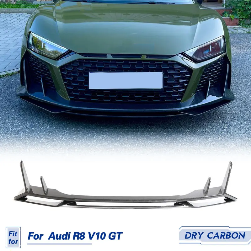 Car Front Bumper Lip Spoiler Prepreg Dry Carbon for Audi R8 V10 GT Coupe 2-Door 2023 2024 Front Lip Chin Apron With Splitters