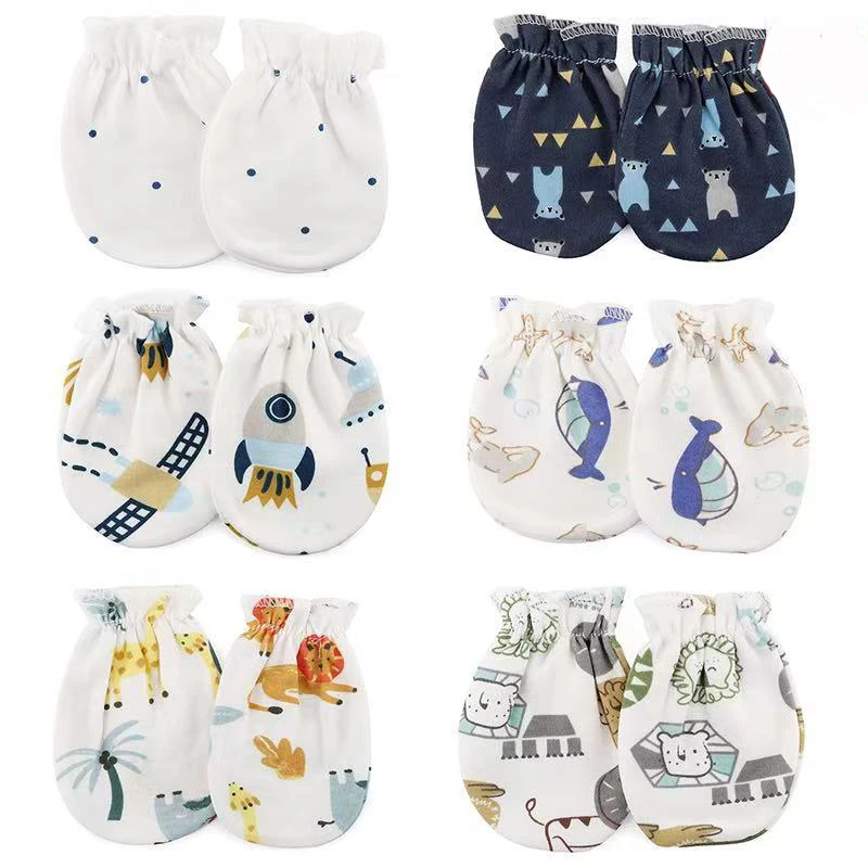 6 Paar Neugeborenen-Handschuhe für Mädchen und Jungen, elastische Baumwolle, Baby-Handschuhe, kratzfest, niedliche Cartoon-Babypflege, Geschenk für Neugeborene, 0–5 Monate – Detail 4