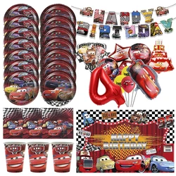 New Disney Cars Birthday Party Decoration Cartoon Lightning Mcqueen Them Birthday Paper Plate Napkins Cup Balloon Event Supplies