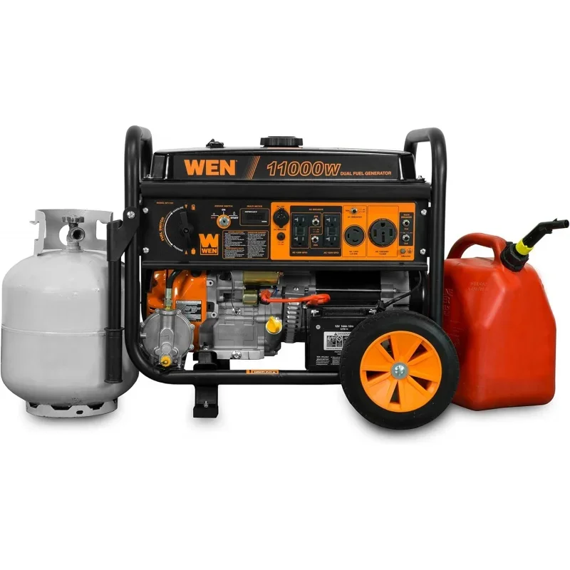 WEN DF1100T 11,000-Watt 120V/240V Dual Fuel Portable Generator with Wheel Kit and Electric Start - CARB Compliant, Black