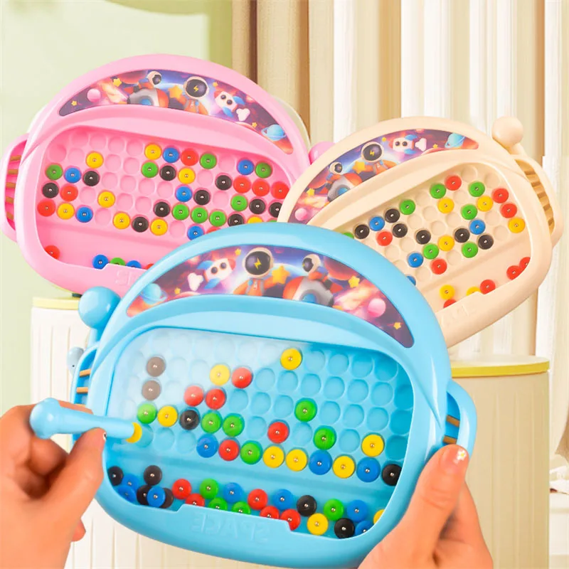 Kids Magnetic Beads Doodle Board Drawing Toys Puzzle Pen Control Focus Training Creative Thinking Game Montessori Education Toys