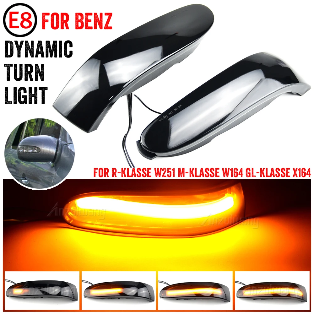 2X LED Dynamic Turn Signal Light Sequential Mirror Blinker Lamp For Mercedes-Benz M ML GL Class W164 X164 W251 ML350 ML300 R300