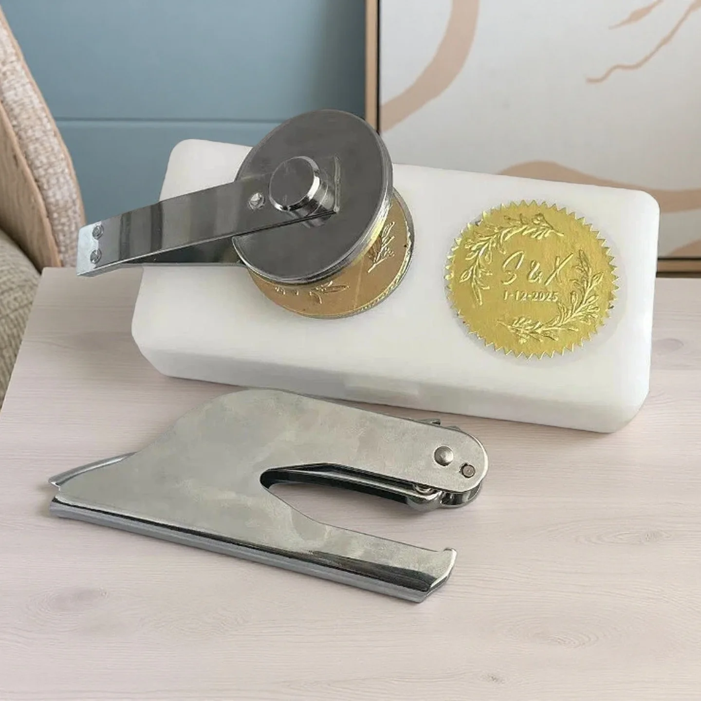 

Custom 3D Embosser Stamp Personalized Stamps Customized Logo Wedding Library Book Private Party Invitation Brass Embossing Seal
