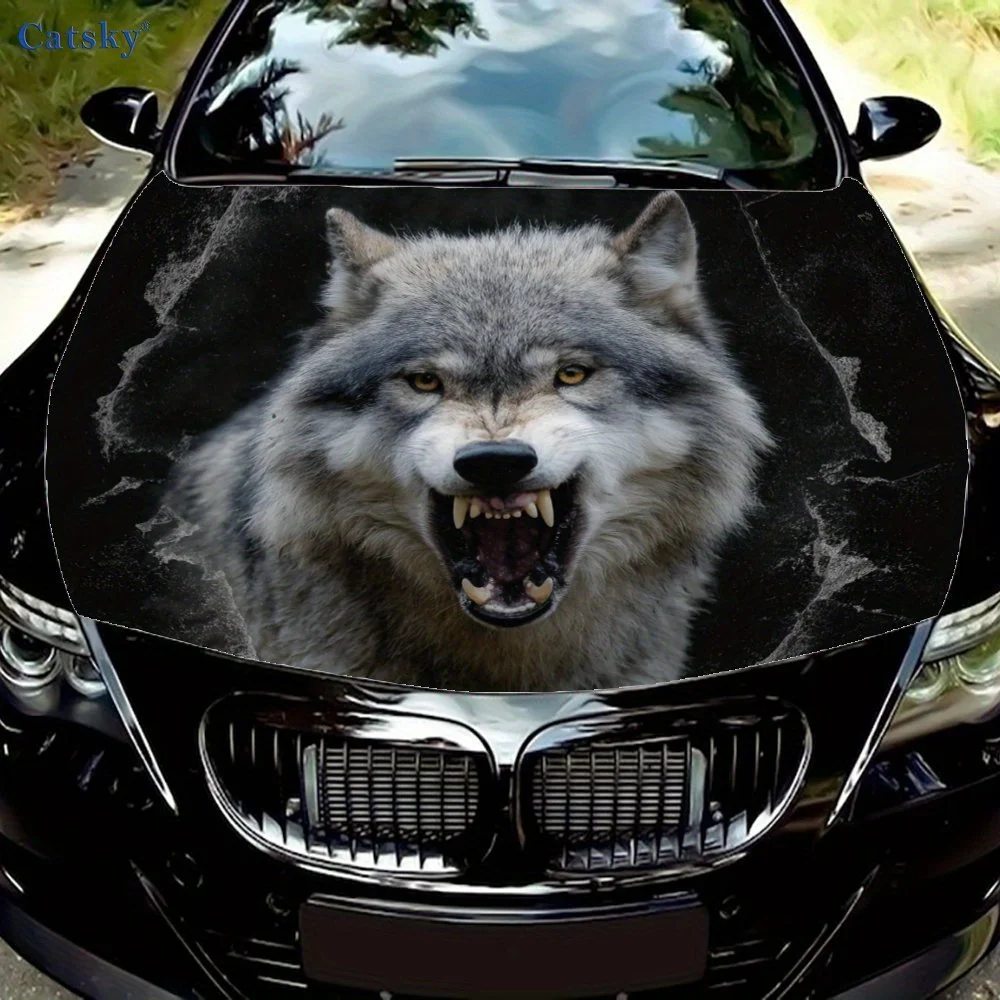 

Fierce Wolf Car Hood Stickers With Cool Patterns, Packaging For Car Modification Parts, Vinyl Stickers, Car Parts Accessories, G