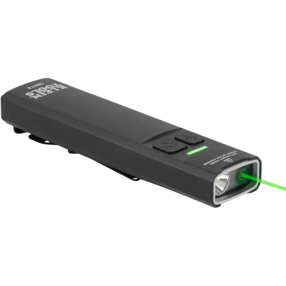 

EDC Compact Flashlight with Green Laser, 3 Brightness Modes up to 1000 Lumens, Built-in Floodlight, 510-530nm, Class 2, Recharge