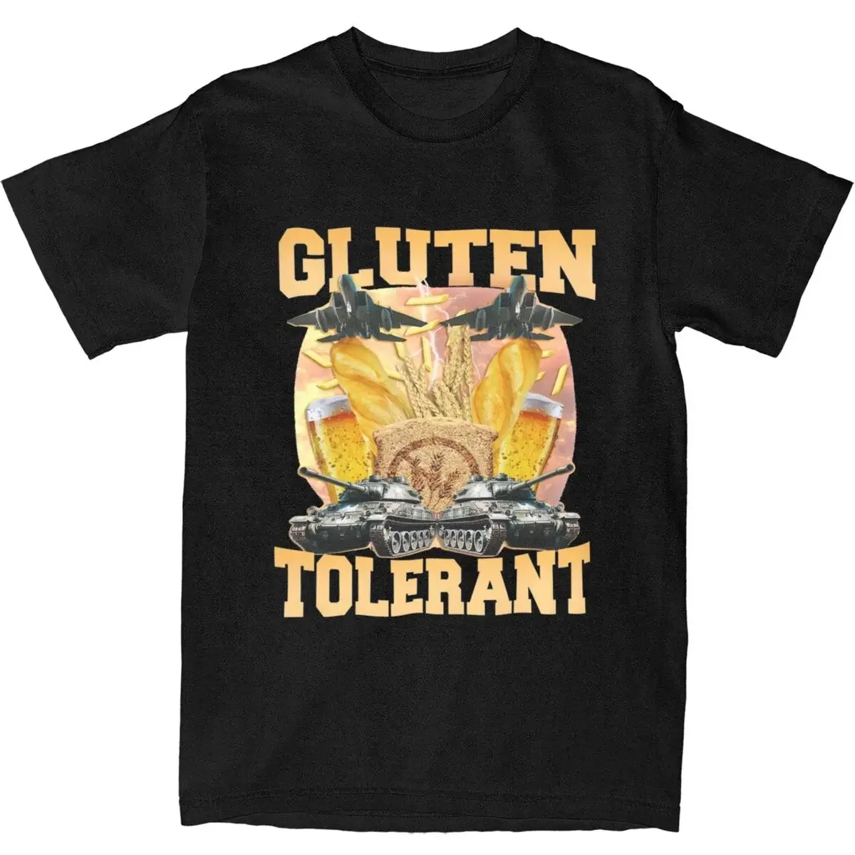 Creative Gluten Tolerant Funny Meme T Shirt Men Women Pure Cotton Wheat Bread Beer Tee Shirt Unique Clothes