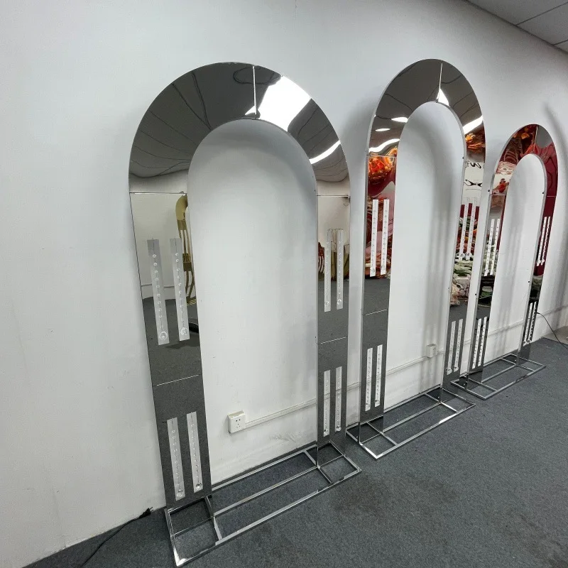 خلفية قوس الزفاف إطار باب من الفولاذ المقاوم للصدأ حامل زهور لحفلات أعياد الميلاد وحامل خارجي ديكور فاخر