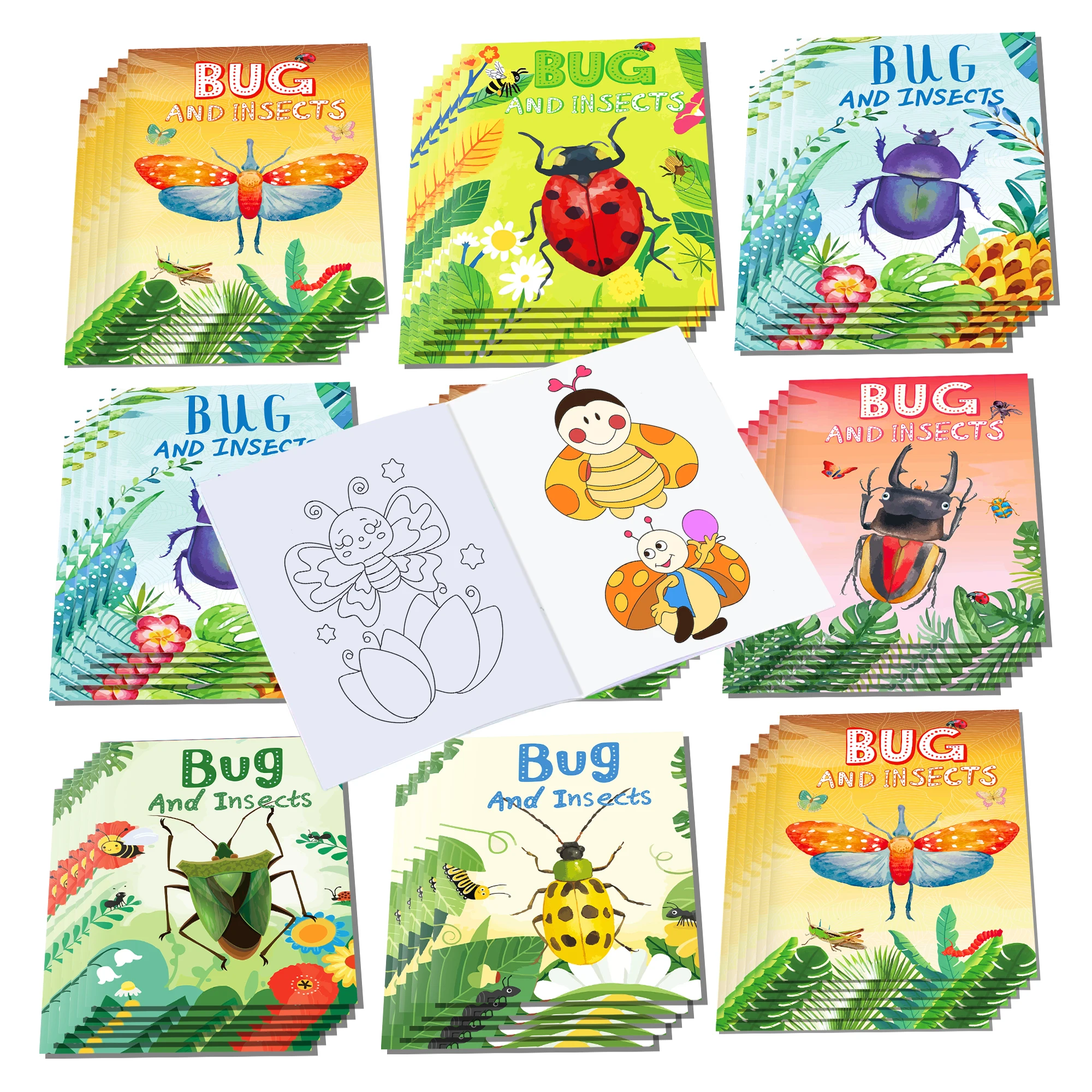 12pcs Cartoon Insect Bug Spring Ladybug Graffiti Drawing Painting Book DIY Coloring Picture Book Baby Birthday Party Gifts