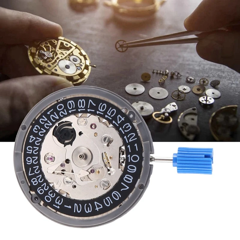 NH35A Mechanical High Accuracy Date At 3 Datewheel 24 Jewels Automatic Self-Winding Black