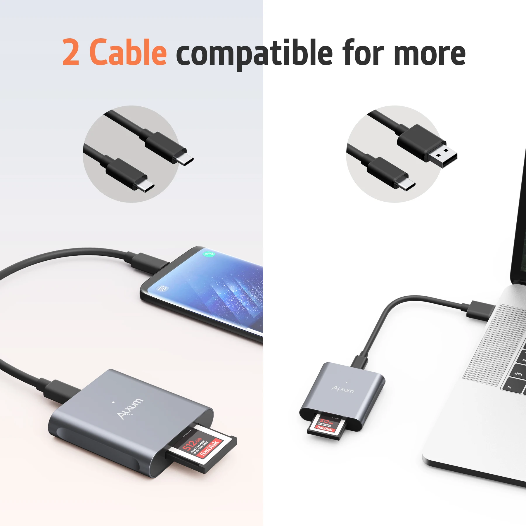 Imagem -04 - Adaptador de Memória Expressa Alxum-cf Leitor de Cartão tipo b Cabo c ou Usb a Gen2 10gbps Adequado para Laptop Computador Telefones