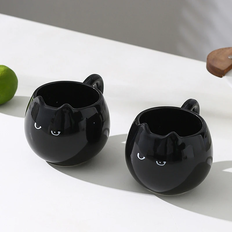 1 Cat-shaped Ceramic Cup, Black Cat Mug, Cute Milk Cup, Design Ceramic Flower Tea Cup, Office Water Cup