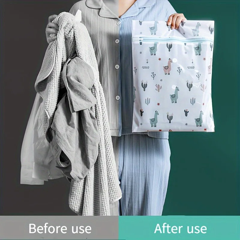 Juego de 3 Bolsas de Lavado de Malla Fina con Diseño de Alpaca y Cactus, Bolsa de Lavandería con Cremallera Resistente y Estampado de Llama, para Ropa Interior y Calcetines