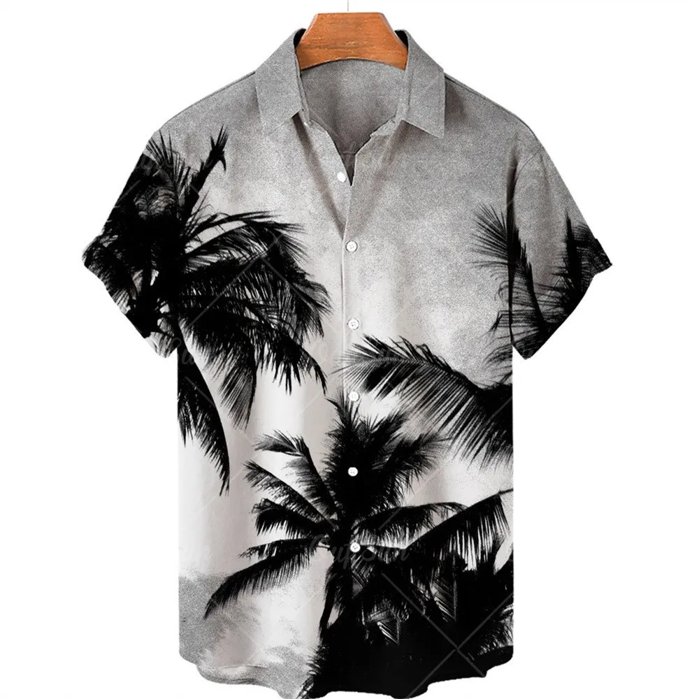 2024 new Hawaiian style men\'s shirt 3D digital printing casual trend short sleeved hot selling plus size T-shirt, fast delivery