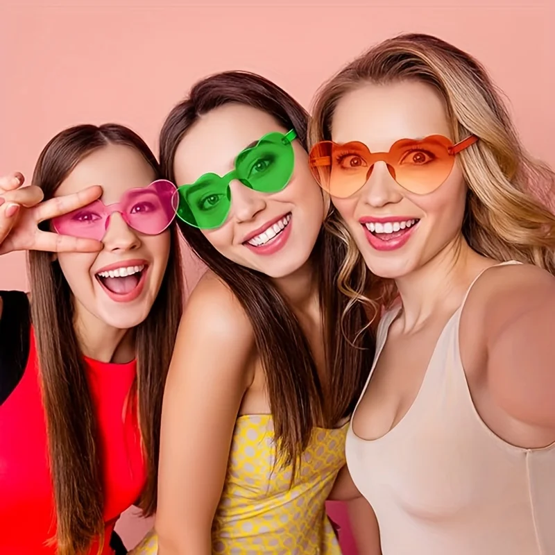 Fahrer Brille 12 stücke Große Herz Gradienten Sonnenbrille Frauen Cat Eye Randlose Rahmen Colorfu Objektiv Sonnenbrille Weibliche Reise Brillen