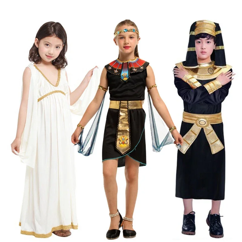 Kids boy girl ancient Egypt cleatra costumes Cosplay Costume Princess Prince family