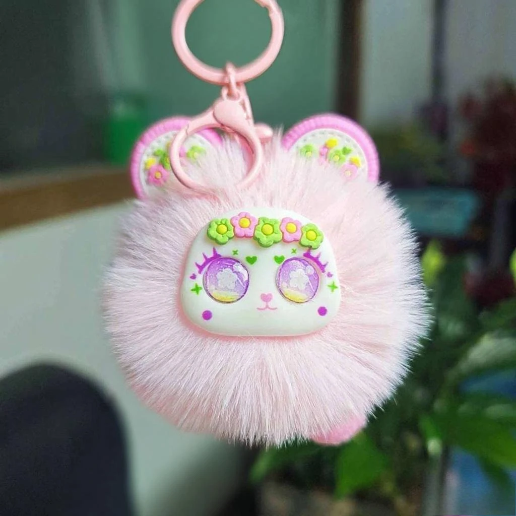 MINISO Adorable Multicolor Plush Bear Charm - Cute Gift for Girls, Backpack & Bag Accessory