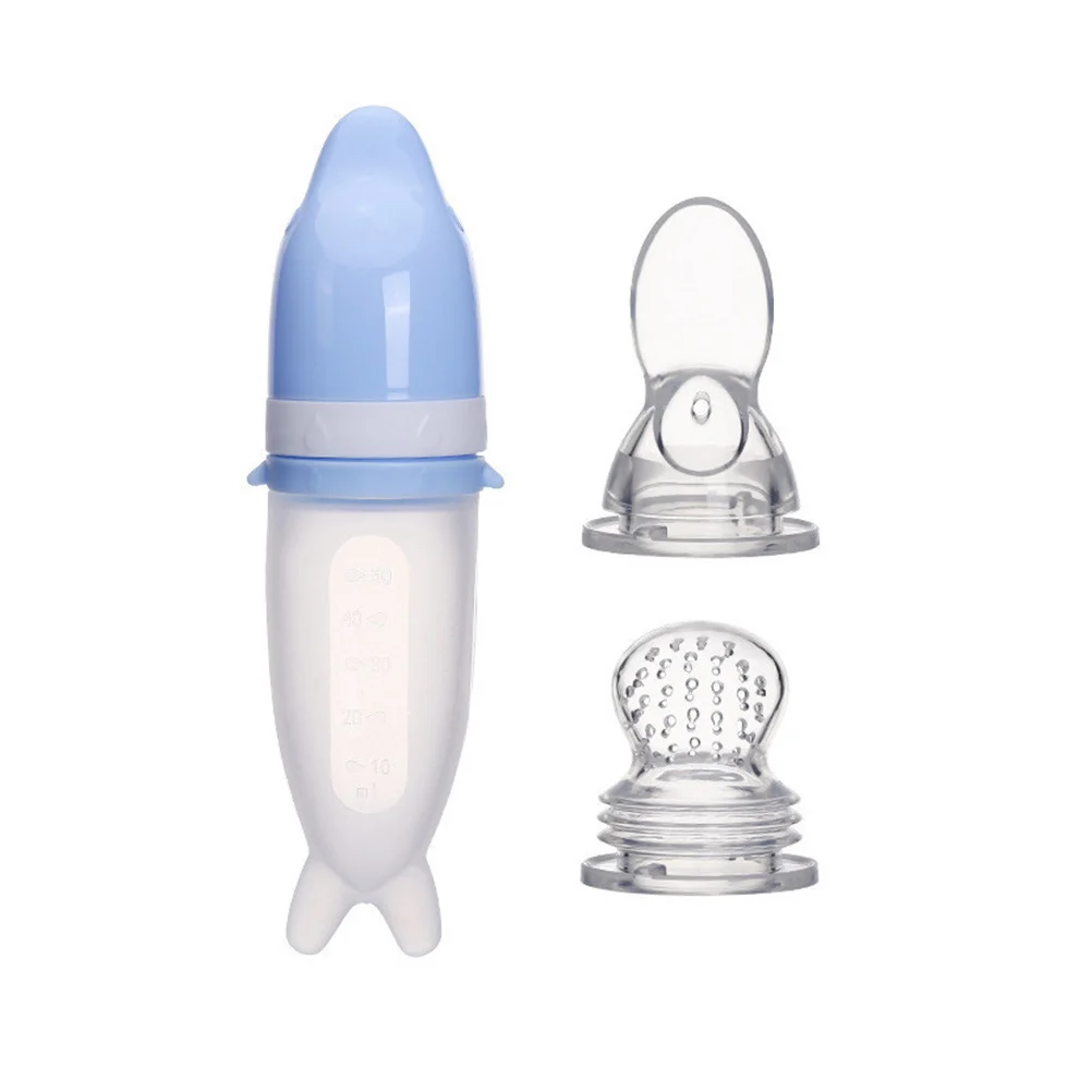 Feeding Bottle Kids Spoon Food Dispensing Squeeze Feeder Baby Infant Silicone Pacifier