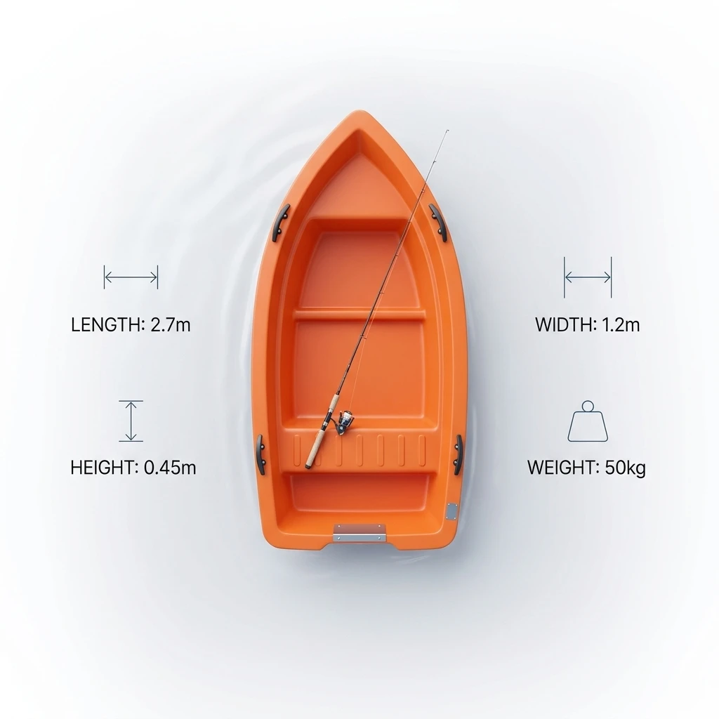 2.7x1.2x0.45M Plastic Fishing Boat River Cleaning Boat Compatible with Outboard Engine