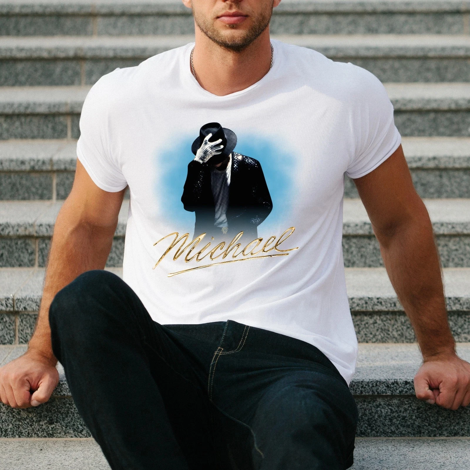 Hot Sale 2026 Summer New Michael Jackson T Shirt Moonwalk King Pop Dance Graphic Unisex Tee