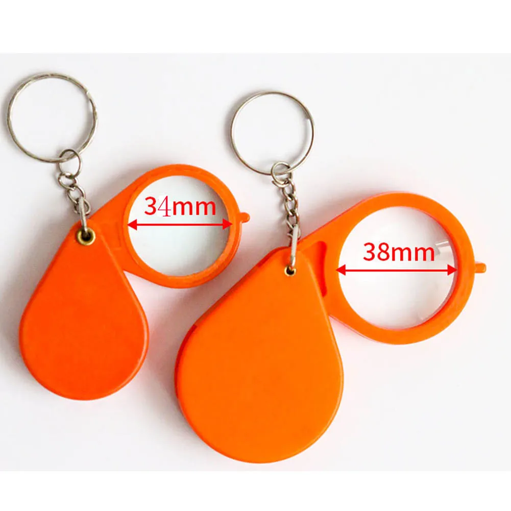 10X Mini Magnifier jewelry Reading Magnifying Glass Loupe Portable Folding Pocket Keychain Magnifier  34/38mm for stamps coins