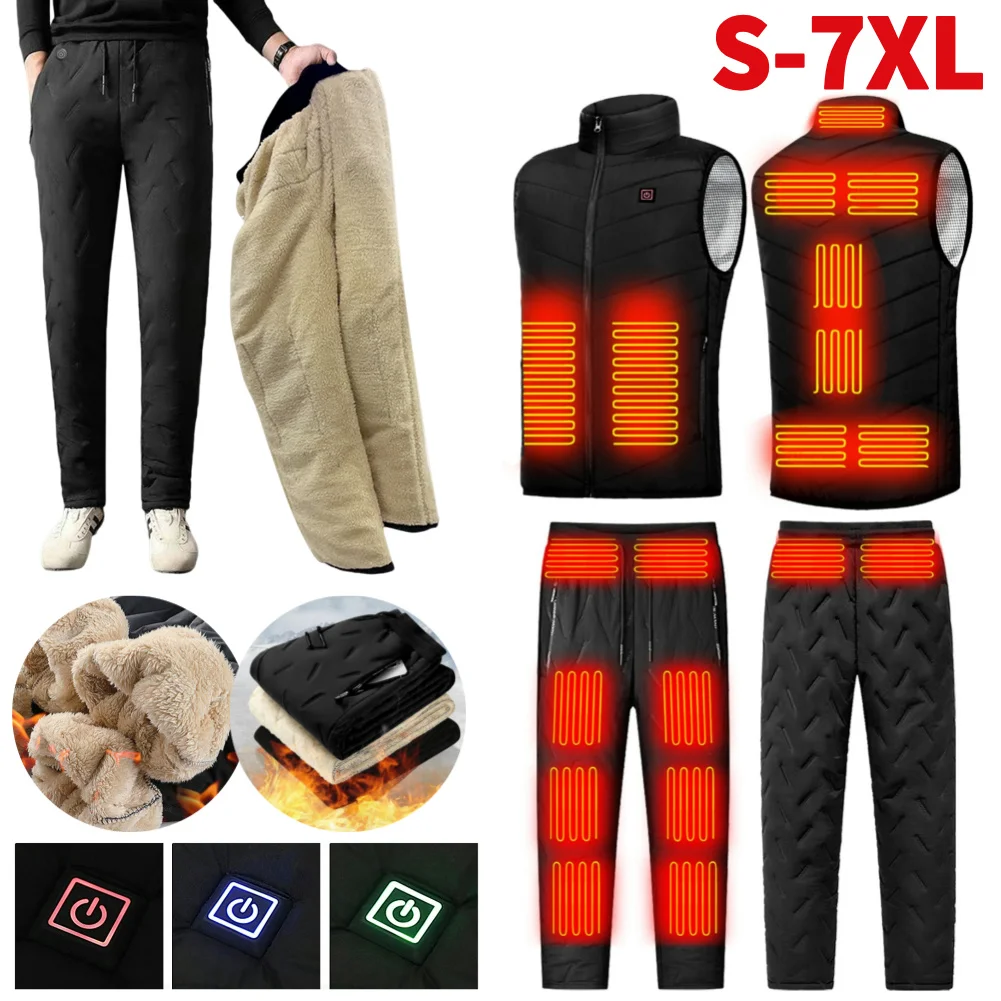 Unisex Heated Pants 9/10 Heating Zones Electric Heated Trousers 3 Temperature Modes Waterproof Winter Electric Warmer Clothing